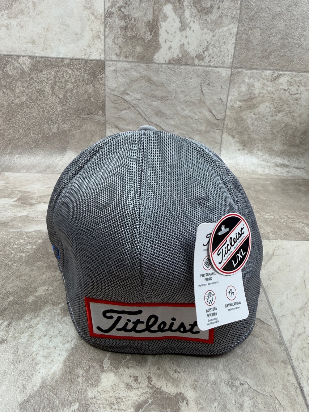 Titleist Tour Sports Mesh Grey Blue Fitted Golf Hat L/XL - Picture 2 of 5
